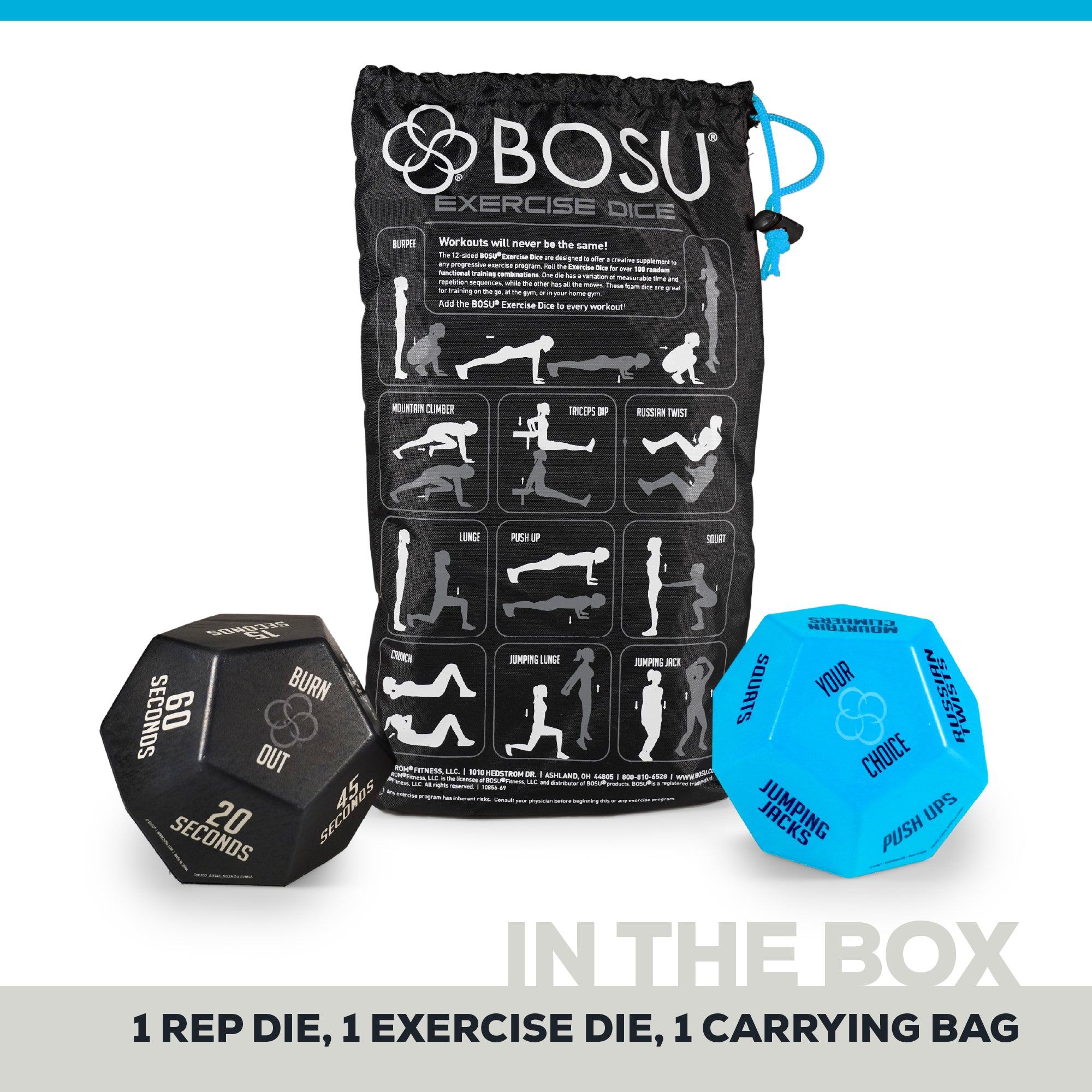 bosu-exercise-dice-set-2-dadi-12-facce-in-schiuma-con-borsa image 4