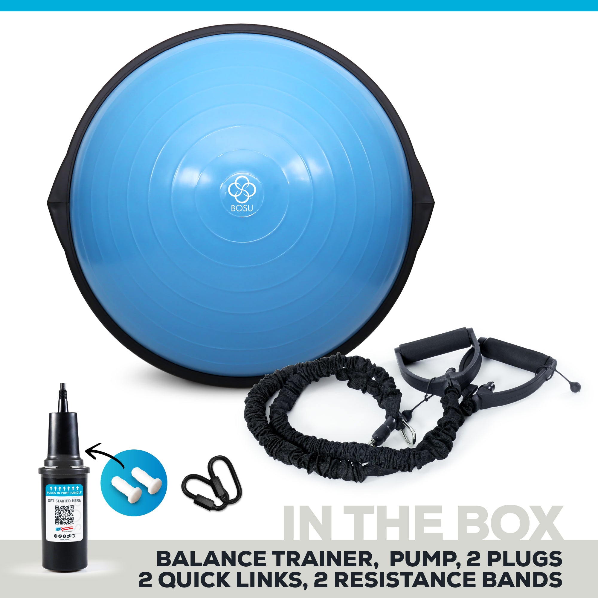 bosu-home-balance-trainer-con-bande-di-resistenza image 3